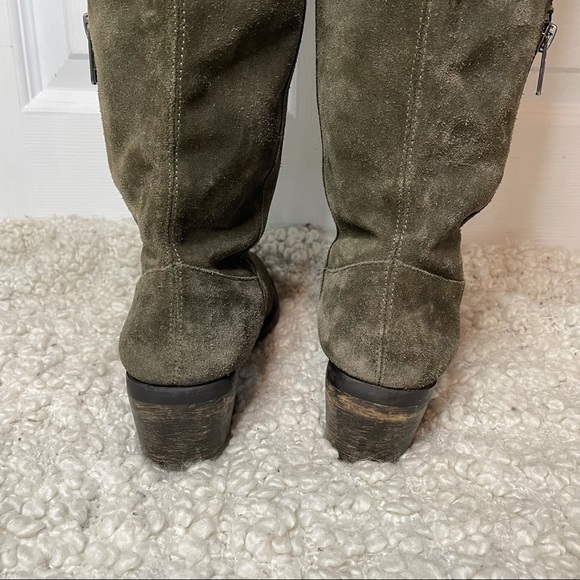 PEGABO Olive Green Suede Leather Over the Knee Boots 6 Made in Italy - Picture 4 of 11